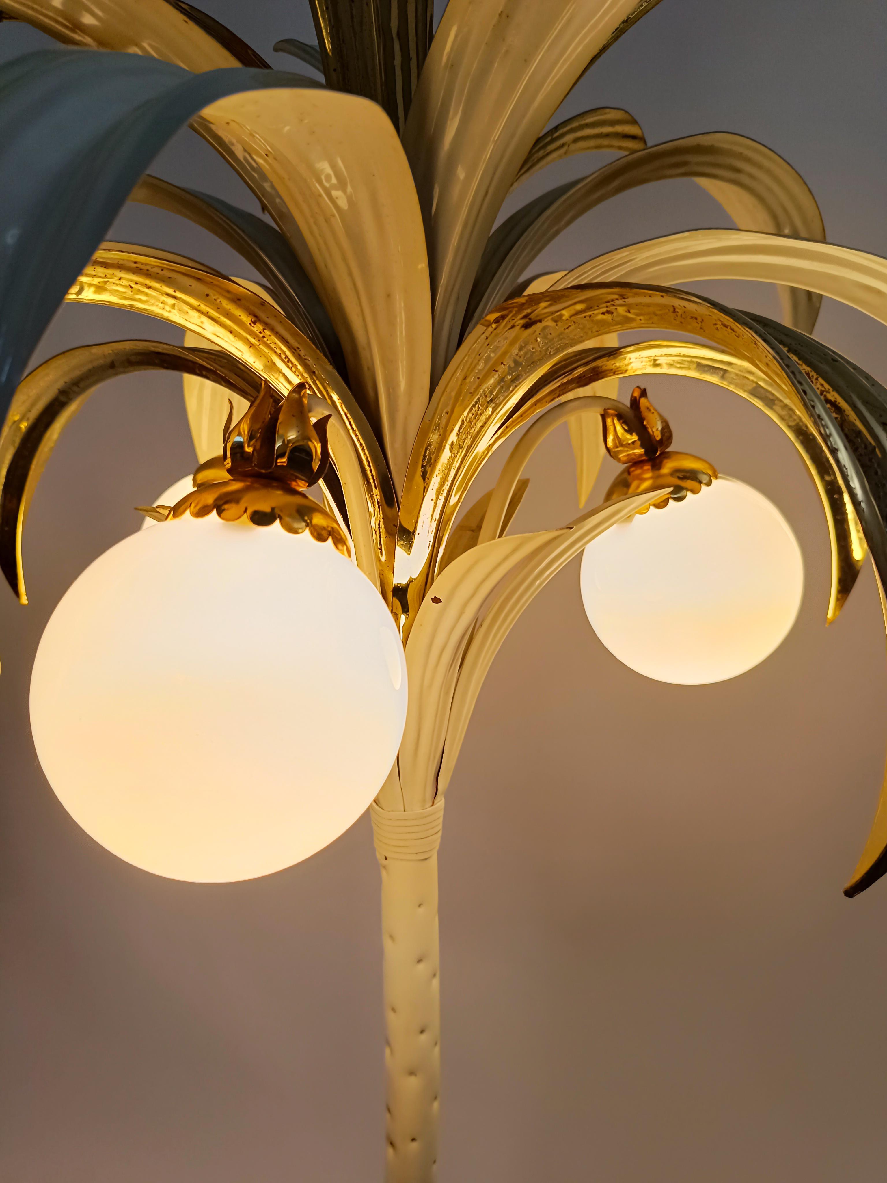 Vintage Gilded Palm Tree Floor Lamp in the Style of Hans Kögl, Italy, 1970s For Sale 10