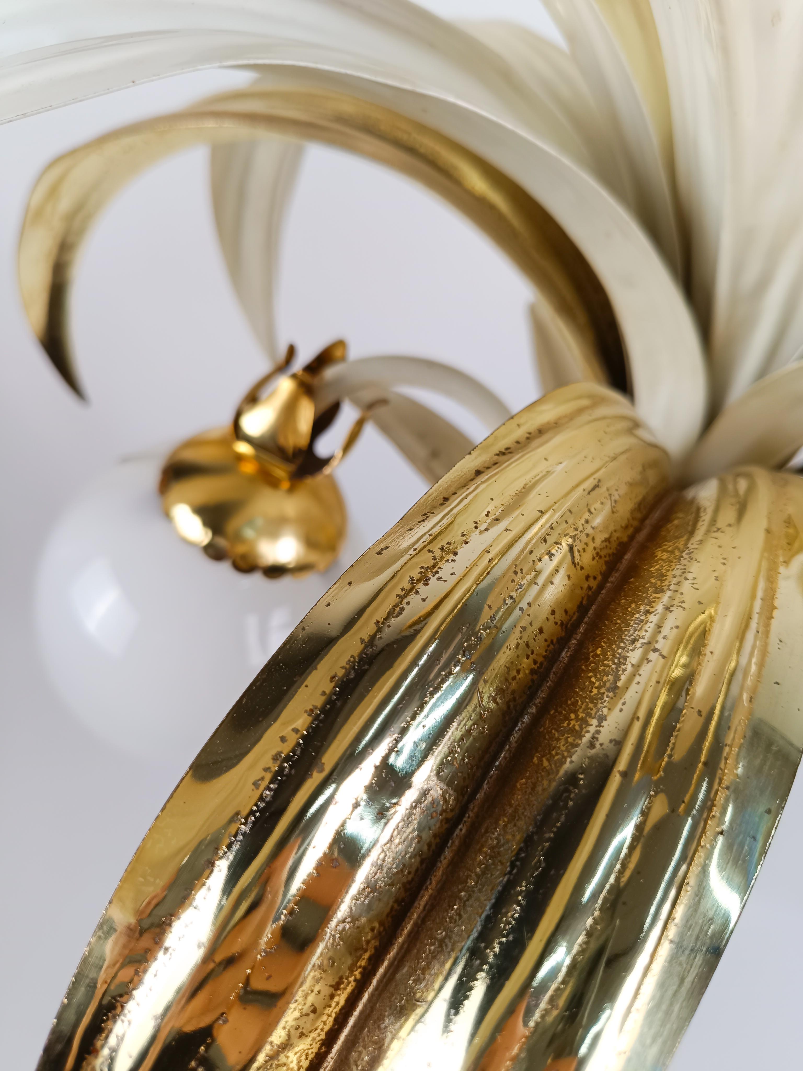 Vintage Gilded Palm Tree Floor Lamp in the Style of Hans Kögl, Italy, 1970s For Sale 1