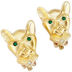 Vintage Gilded Panther Figural Earrings By Jackie Collins, 1980s