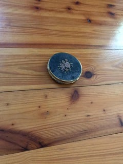 Vintage Gilded Powder Box with Tapestry and Mirror