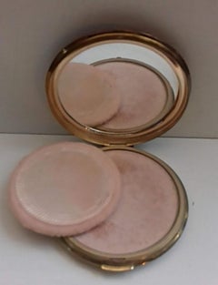 Vintage Gilded Powder Box with Tapestry and Mirror