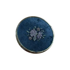 Vintage Gilded Powder Box with Tapestry and Mirror