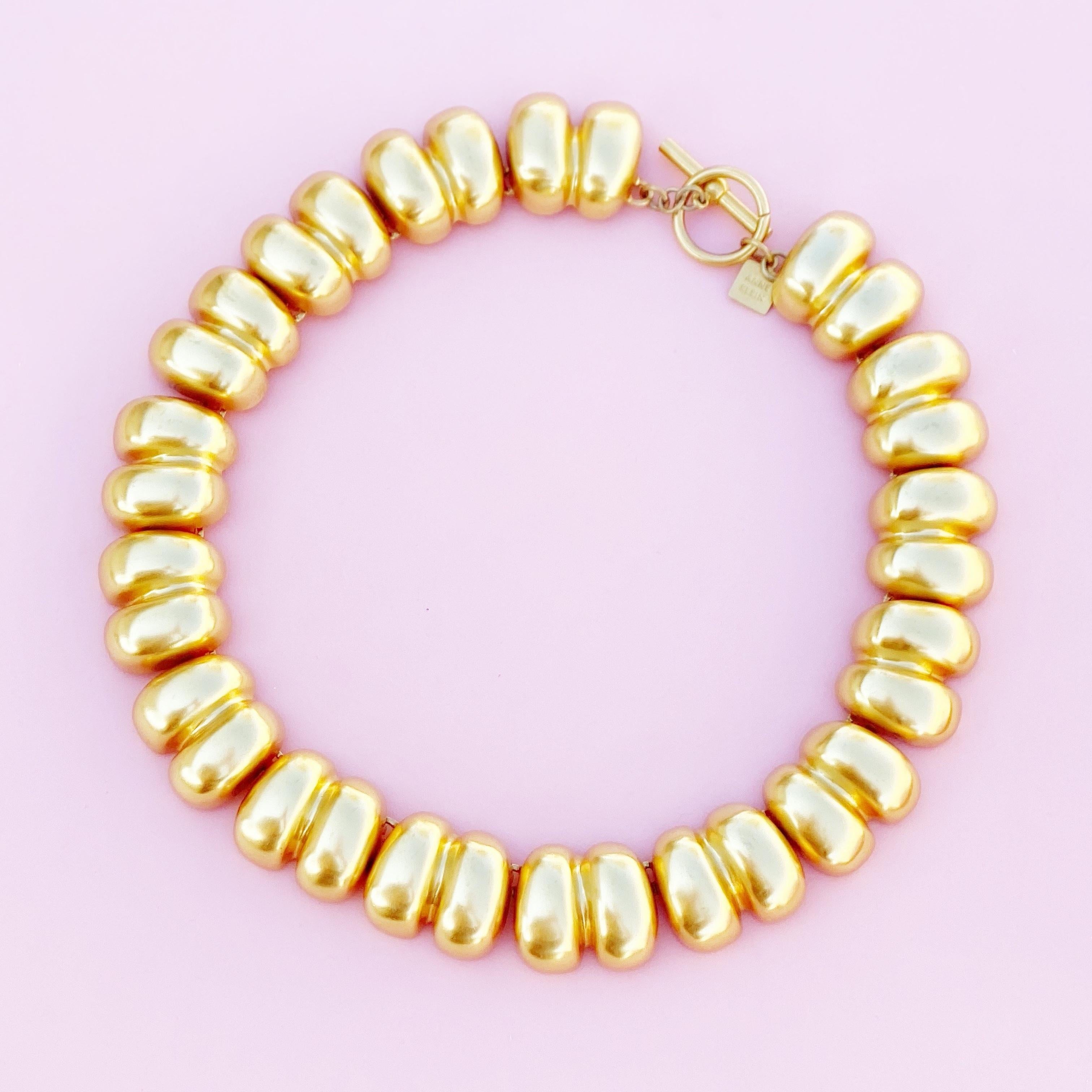 Moderno Collana a girocollo d'epoca con maglie dorate di Anne Klein, anni '80 in vendita