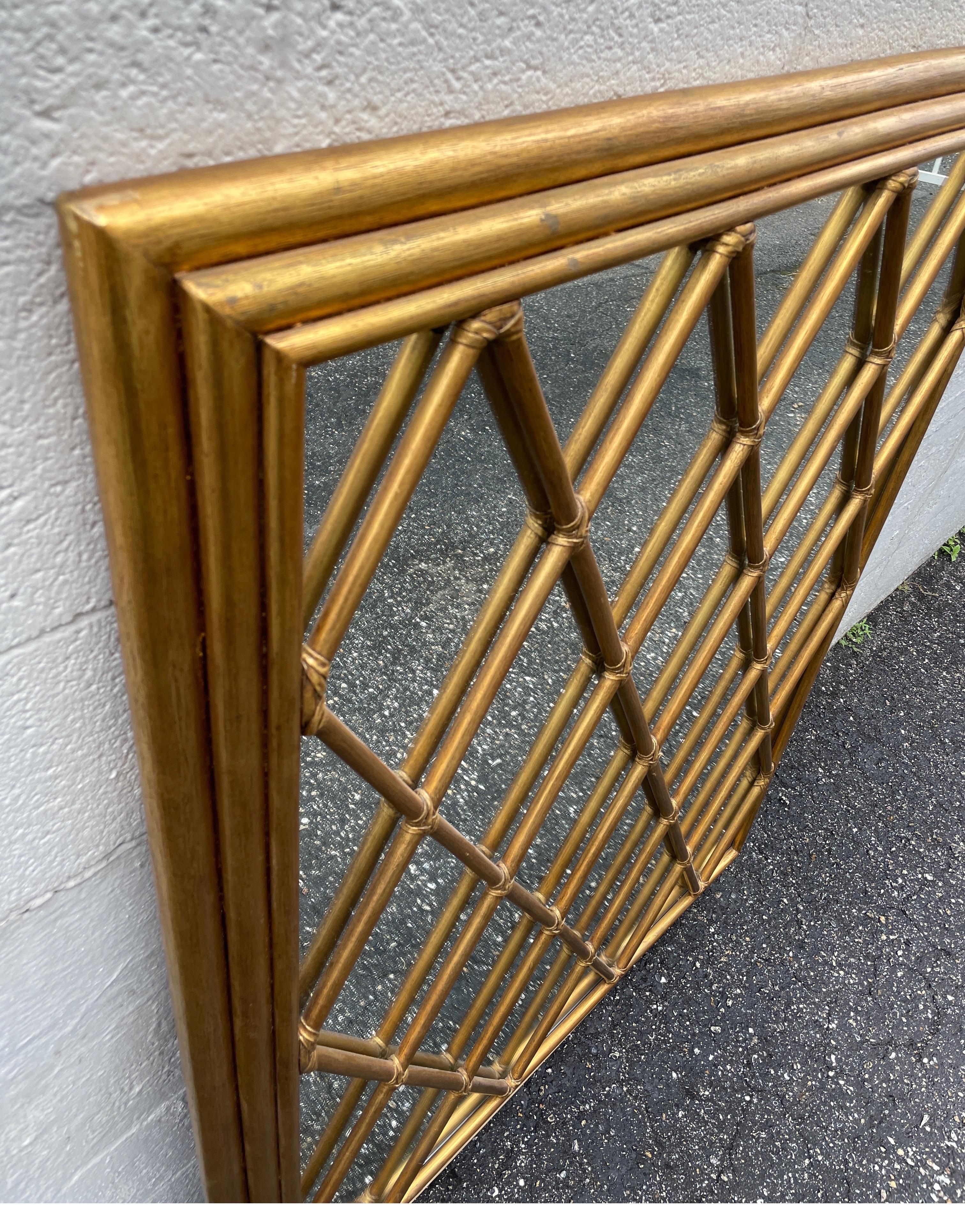 Vintage Gilded Rattan Harlequin Mirror by Mc Guire In Good Condition For Sale In West Palm Beach, FL