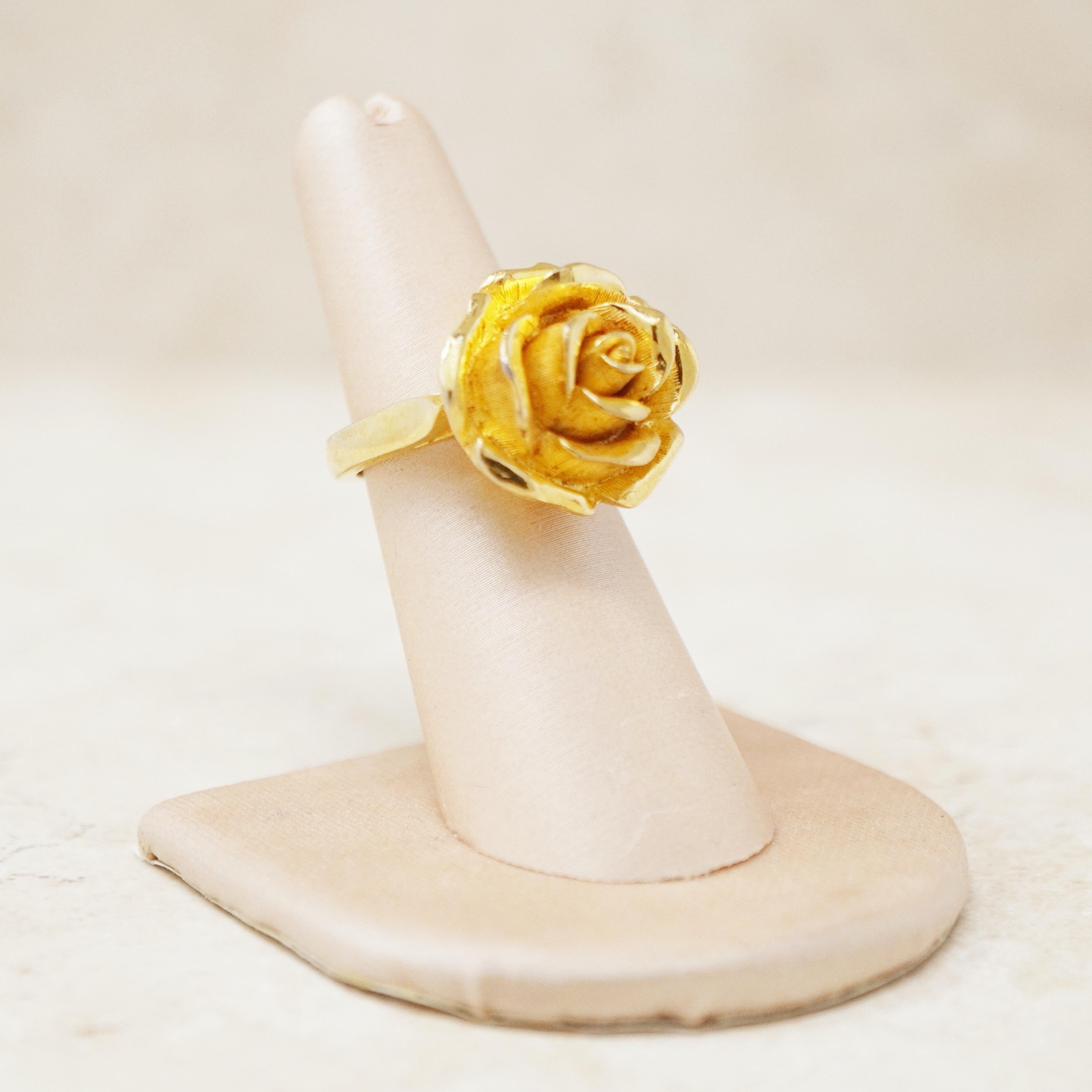 Women's Vintage Gilded Rose Ring (Size 5) by Crown Trifari, 1950s