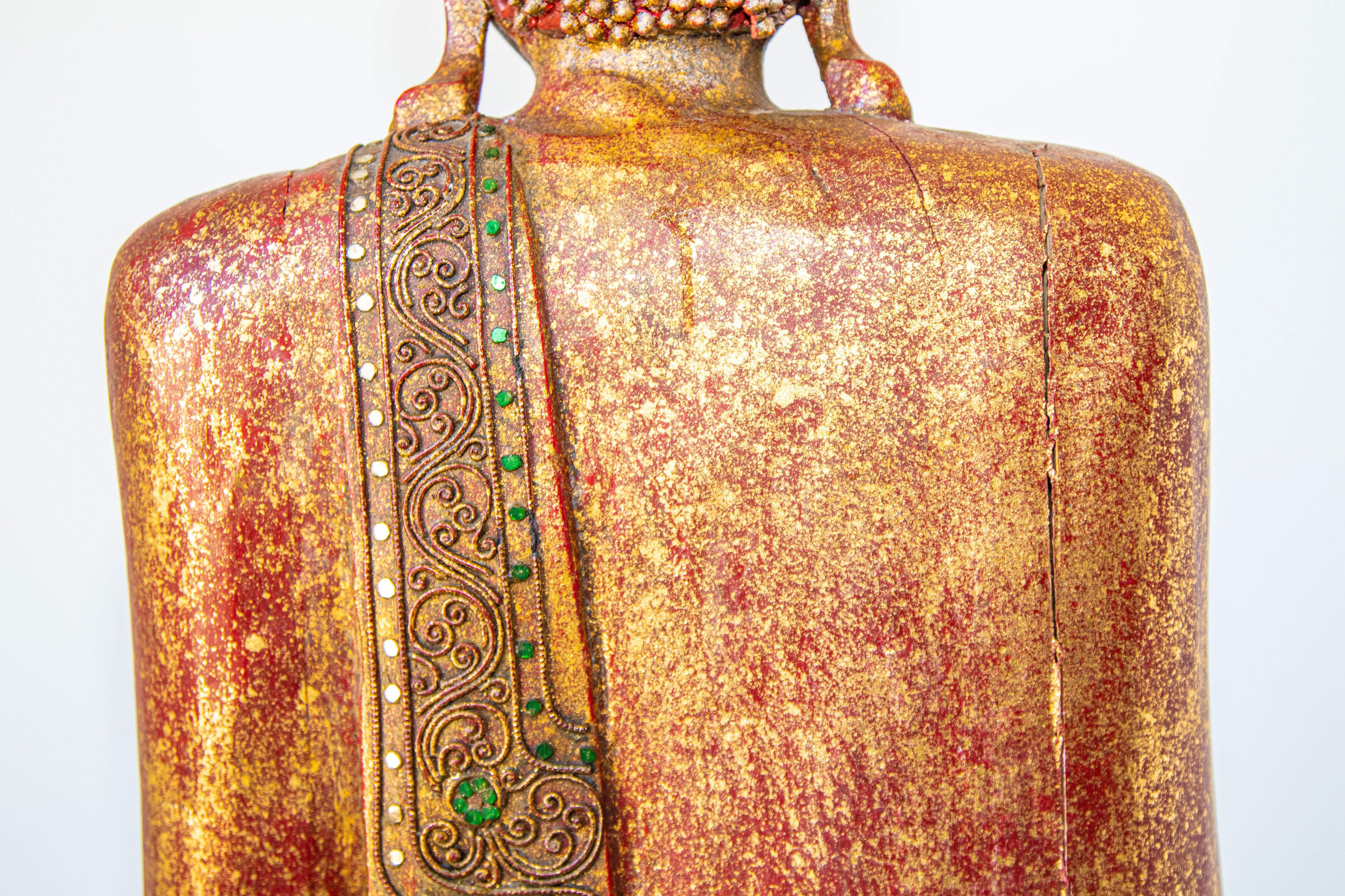 Vintage Gilded Sculpture of a Thai Standing Buddha For Sale 3