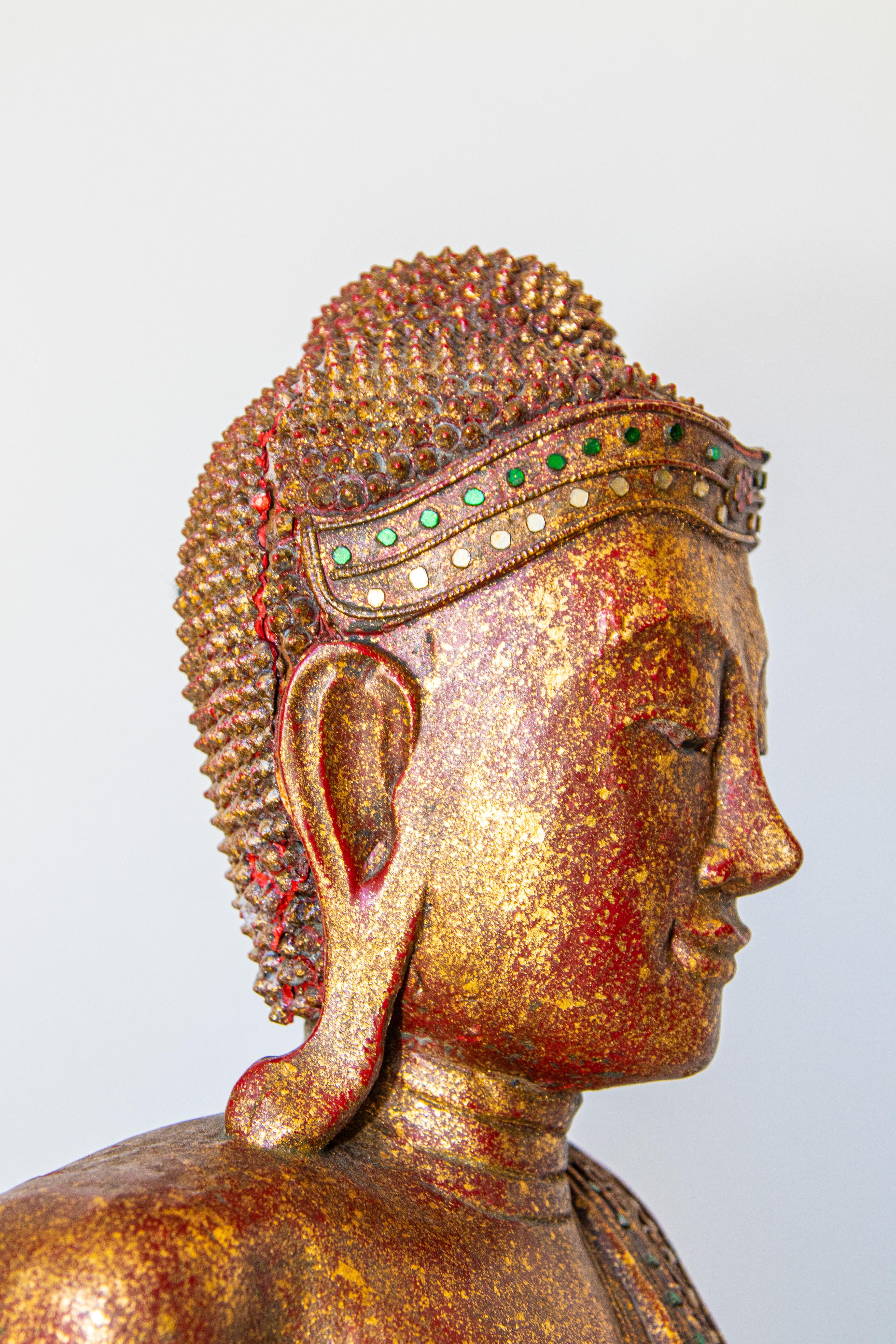 20th Century Vintage Gilded Sculpture of a Thai Standing Buddha For Sale