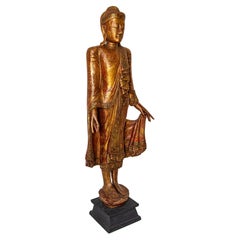 Vintage Gilded Sculpture of a Thai Standing Buddha