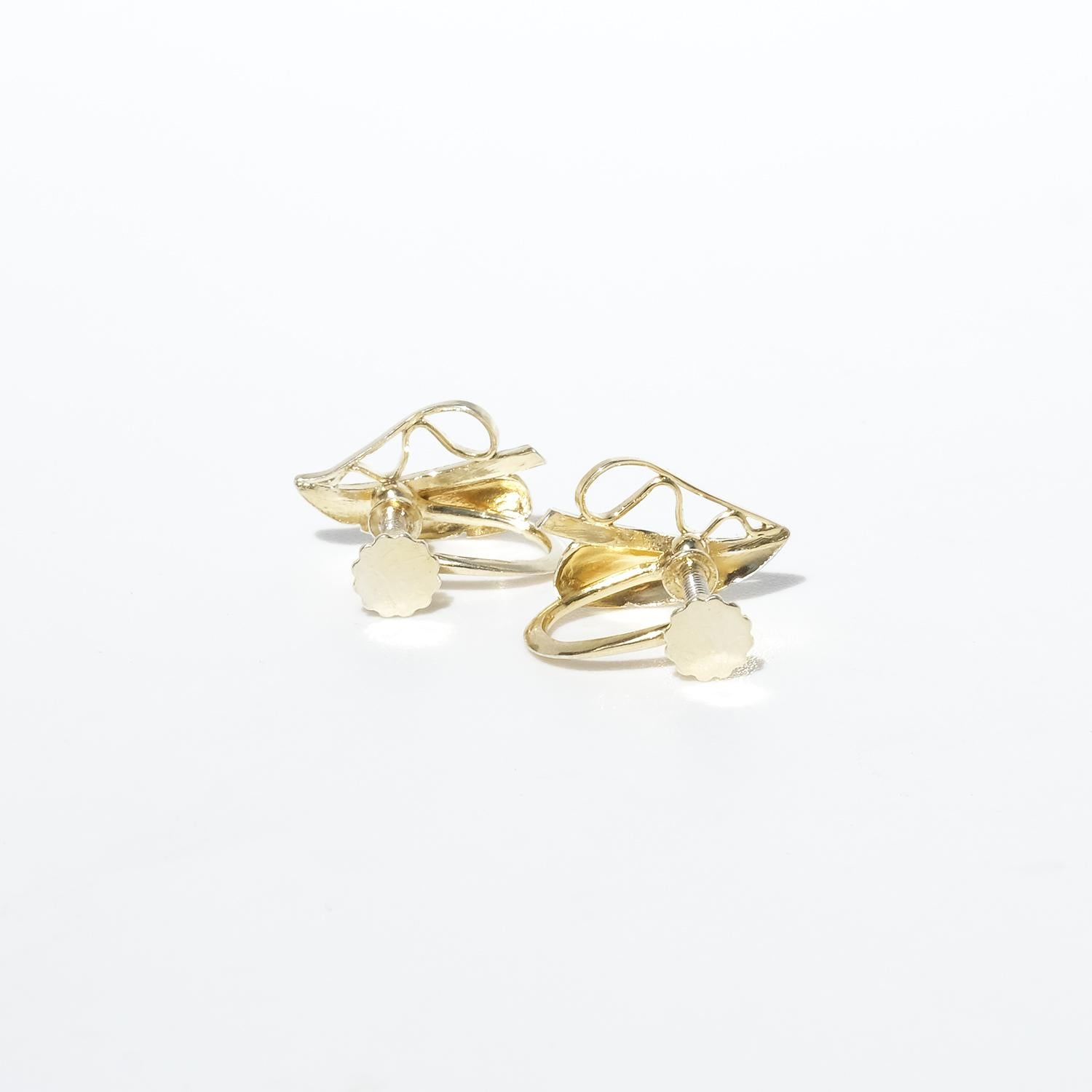 Vintage Gilded Silver Earrings by Swedish master Reinhold Muhr, Made 1952 For Sale 4