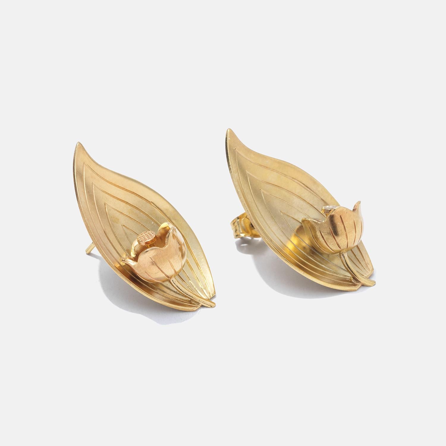 Vintage Gilded Silver Stud Earrings by Stigbert Made Year 1949 In Good Condition For Sale In Stockholm, SE
