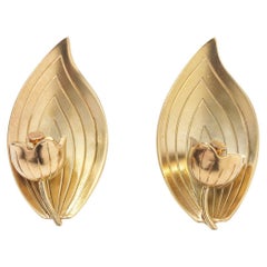 Vintage Gilded Silver Stud Earrings by Master Sigurd Persson Made Year 1949