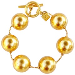 Vintage Gilded Spheres Statement Bracelet By Anne Klein, 1980s