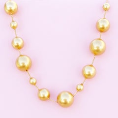 Vintage Gilded Spheres Statement Necklace By Anne Klein, 1980s