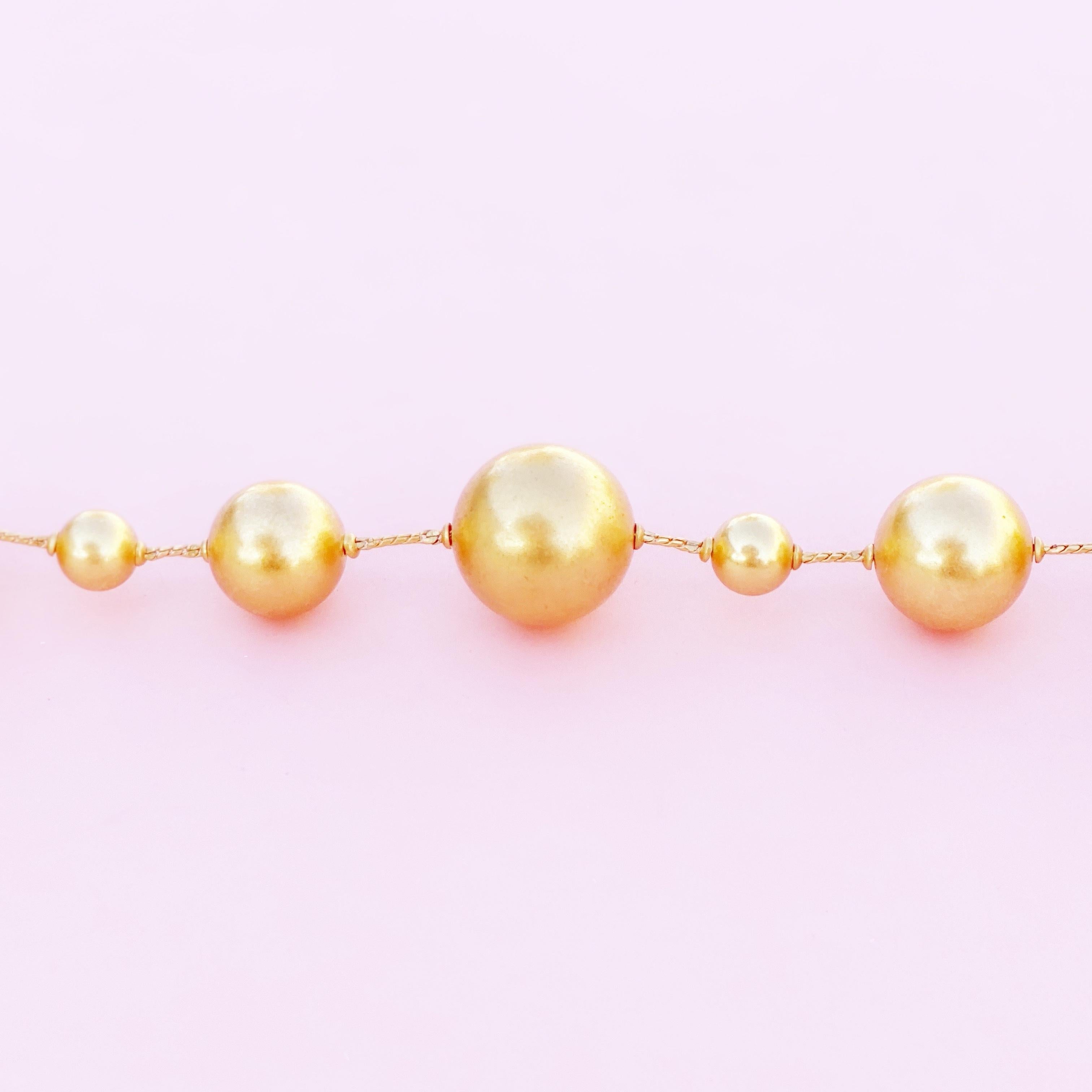 Vintage Gilded Spheres Statement Necklace By Anne Klein, 1980s In Good Condition In McKinney, TX