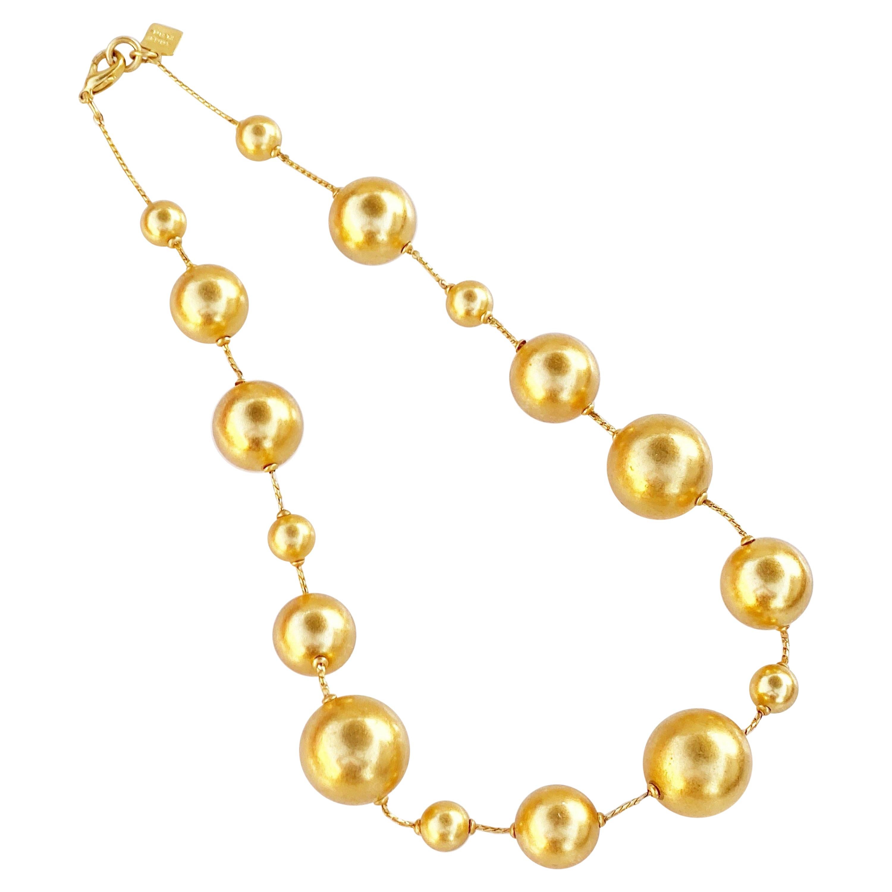 Vintage Gilded Spheres Statement Necklace By Anne Klein, 1980s