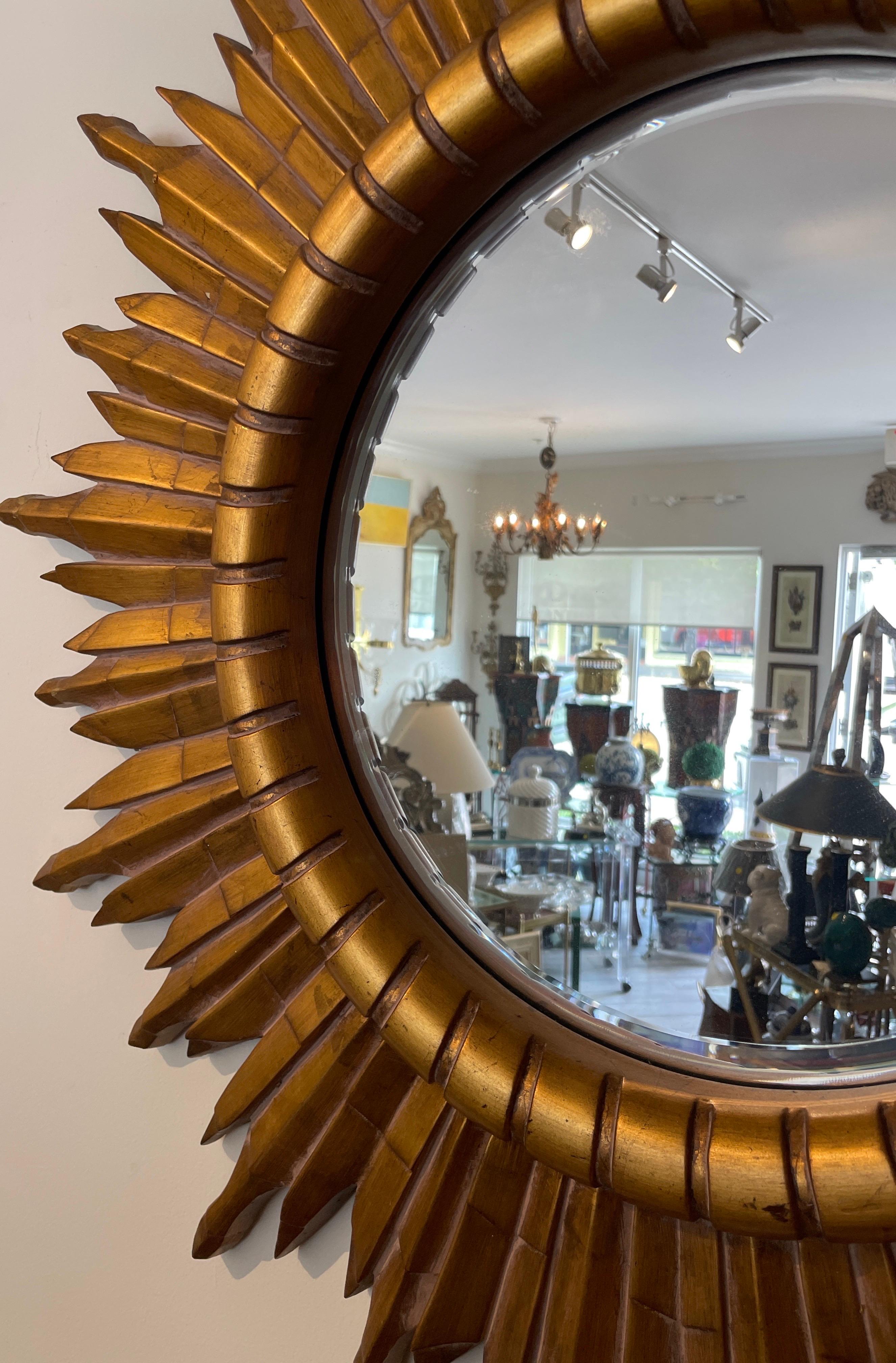 Miroir mural doré Sunburst vintage en vente 2