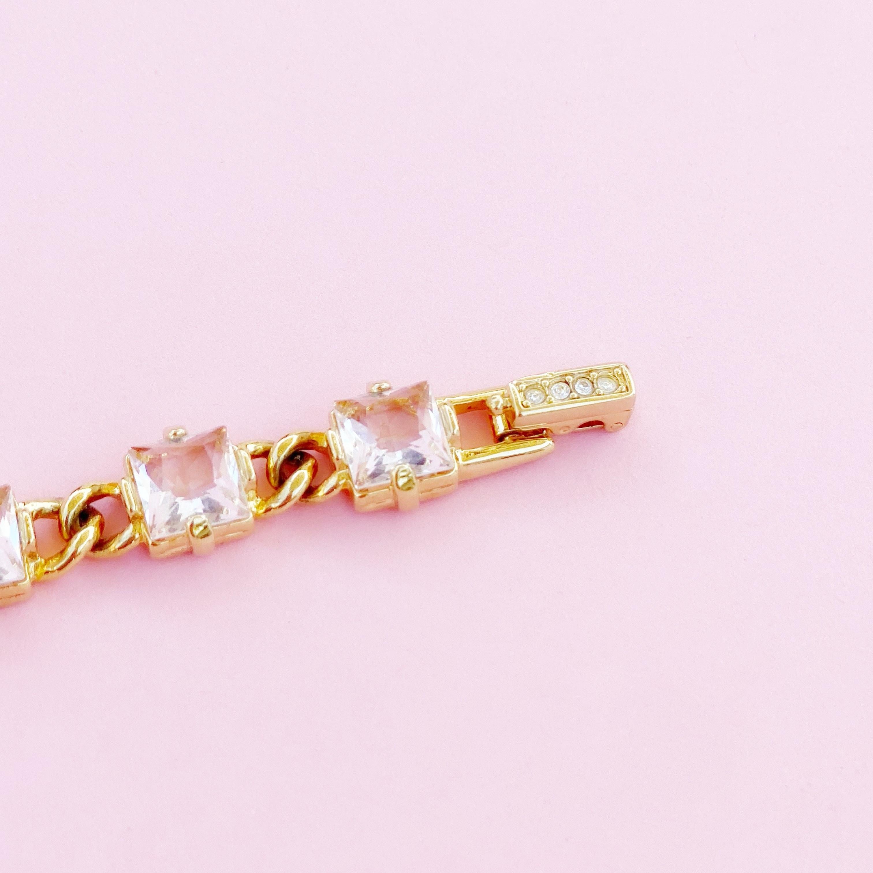 Women's Vintage Gilded Swarovski Crystal Link Cocktail Bracelet By Swarovski, 1980s For Sale