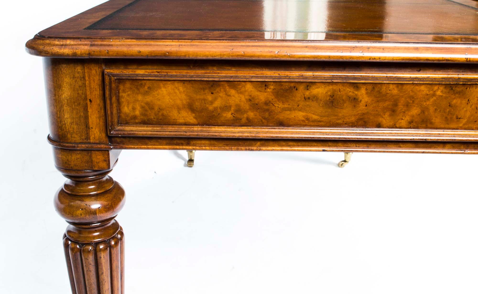 Vintage Gillows Style Burr Walnut Writing Table Desk 20th Century For Sale 10