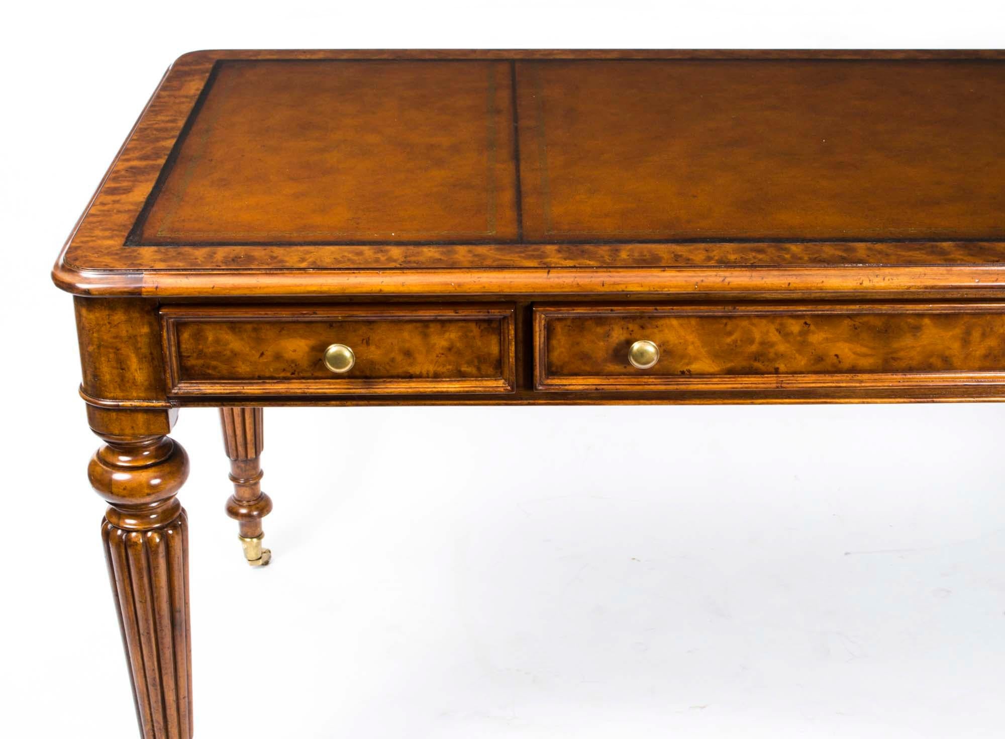 Vintage Gillows Style Burr Walnut Writing Table Desk 20th Century For Sale 2