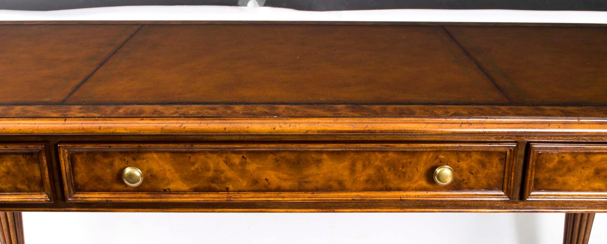 Vintage Gillows Style Burr Walnut Writing Table Desk 20th Century For Sale 3