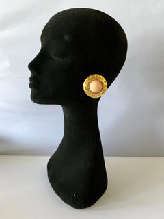 Vintage Gilt Angel Skin Coral Chanel Statement Earrings