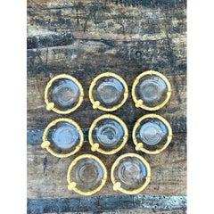 Vintage Gilt Bamboo Table Setting Personal Ashtrays - Set of 8