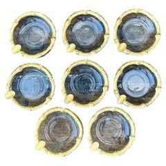 Vintage Gilt Bamboo Table Setting Personal Ashtrays - Set of 8