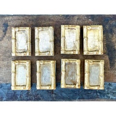 Vintage Gilt Bamboo Table Setting Personal Match Strikes - Set of 8