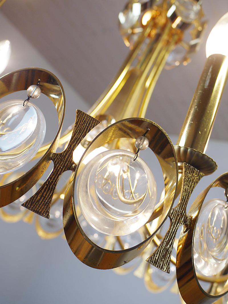 Vintage Gilt Brass and Crystal Glass Chandelier by Lobmeyr In Good Condition For Sale In Niederdorfelden, Hessen