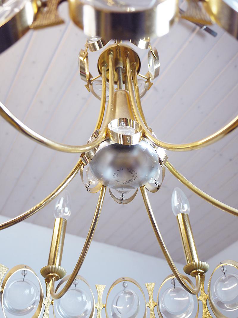 Vintage Gilt Brass and Crystal Glass Chandelier by Lobmeyr For Sale 2