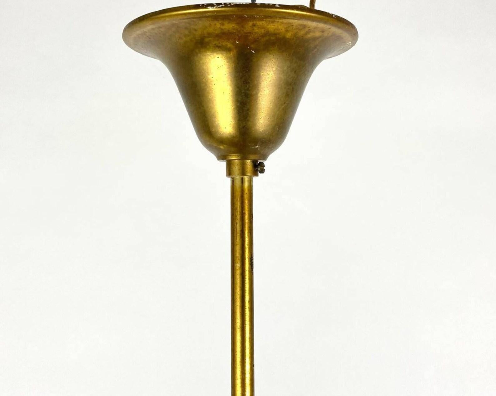Vintage Gilt Brass & Frosted Glass Pendant Lighting For Sale 3