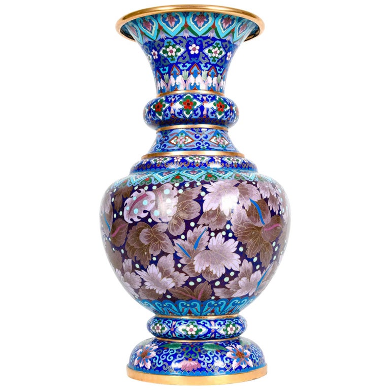 Vintage Gilt Brass Interior Cloisonné Decorative Vase ...