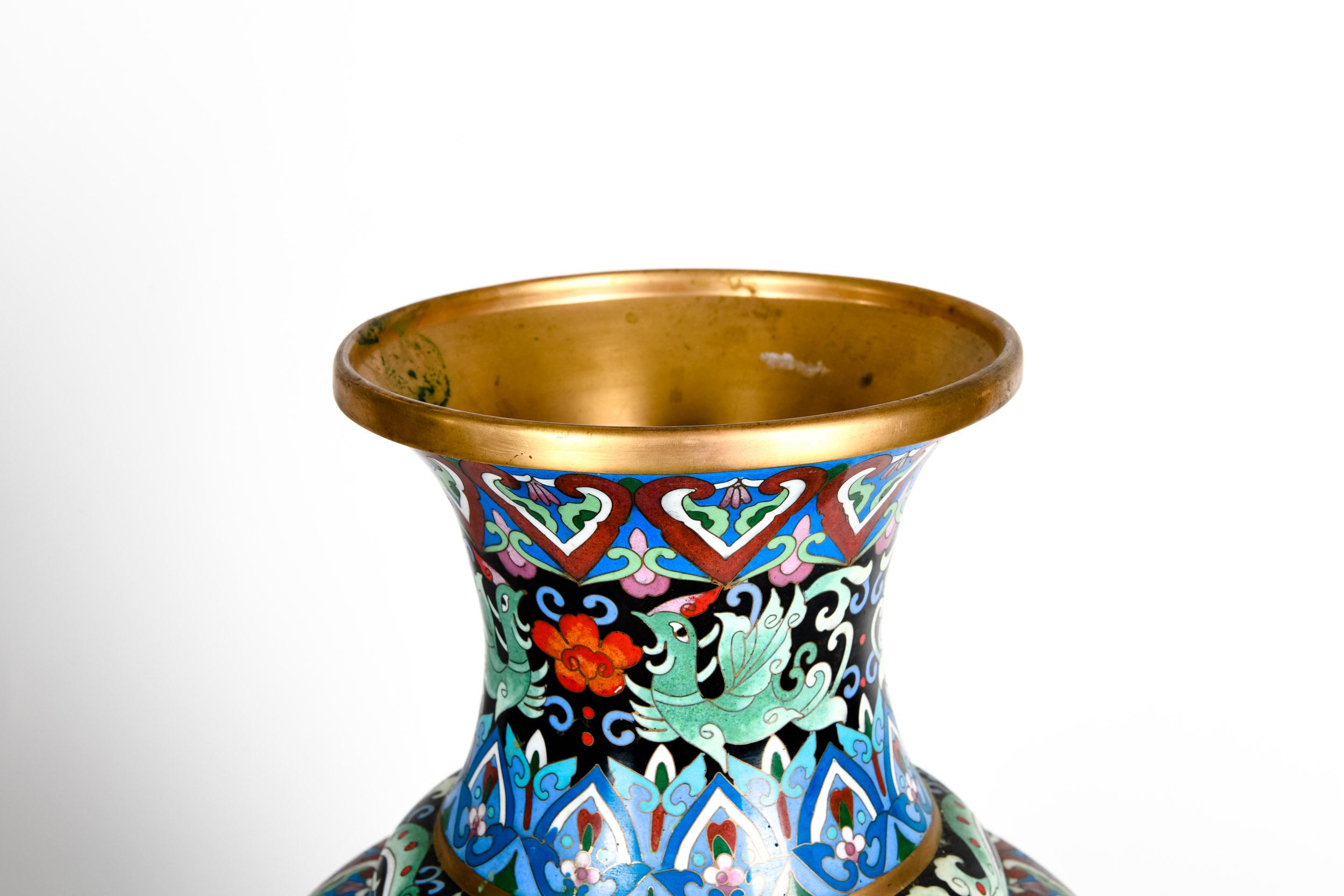 Vintage Gilt Brass Interior Cloisonné Decorative Vase / Piece 3
