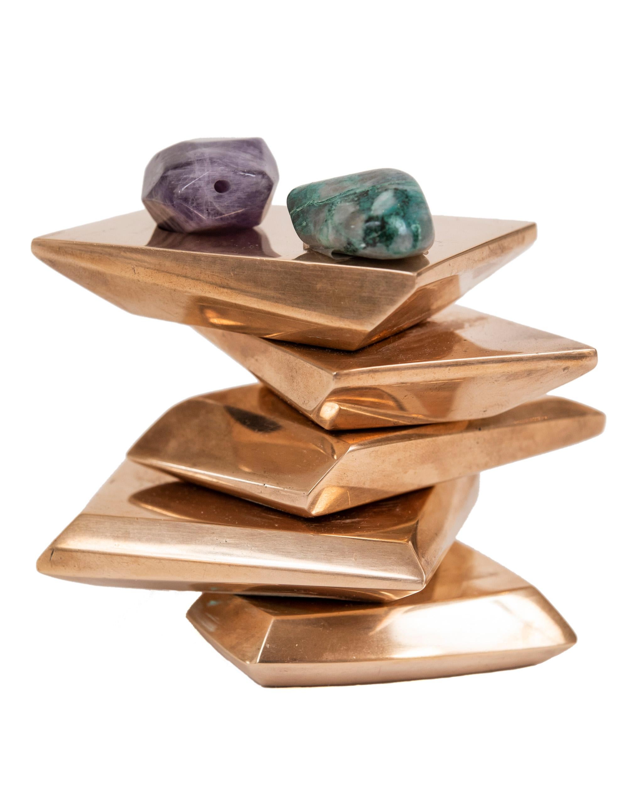 Cast Vintage Gilt Bronze Abstract Tabletop Sculpture