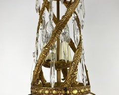 Vintage Gilt Bronze and Crystal Ceiling Lantern, France, 1950s