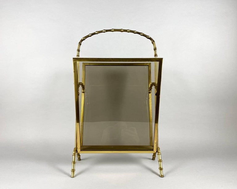 Vintage Gilt Bronze Magazine Rack, Faux Bamboo Base with Handle by ...