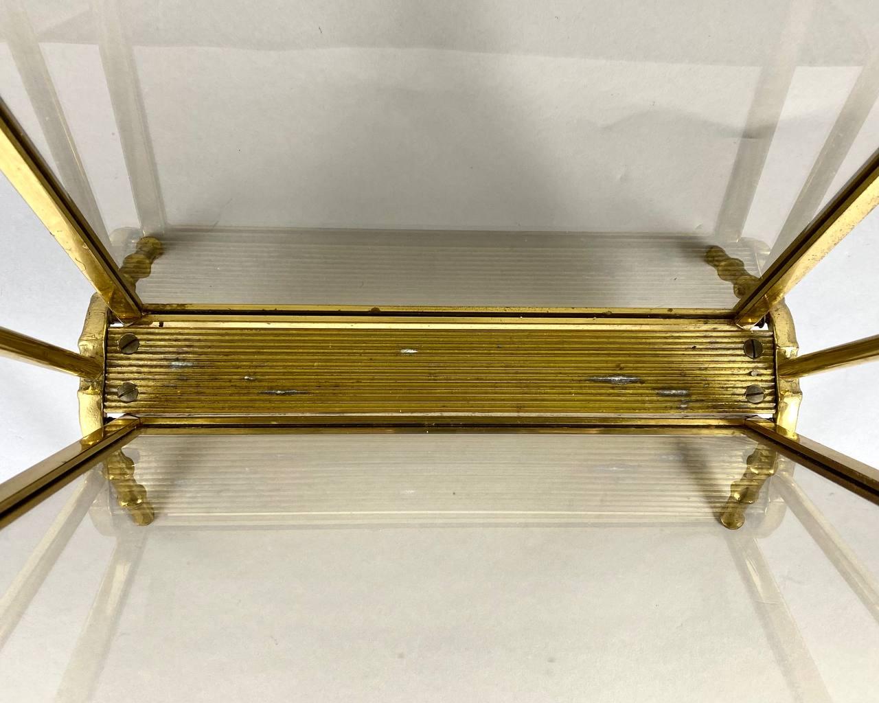 Vintage Gilt Bronze Magazine Rack, Faux Bamboo Base with Handle by Maison Bagues For Sale 2