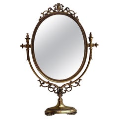 Vintage Gilt Bronze Mirror  1950s French Table Mirror, Vintage