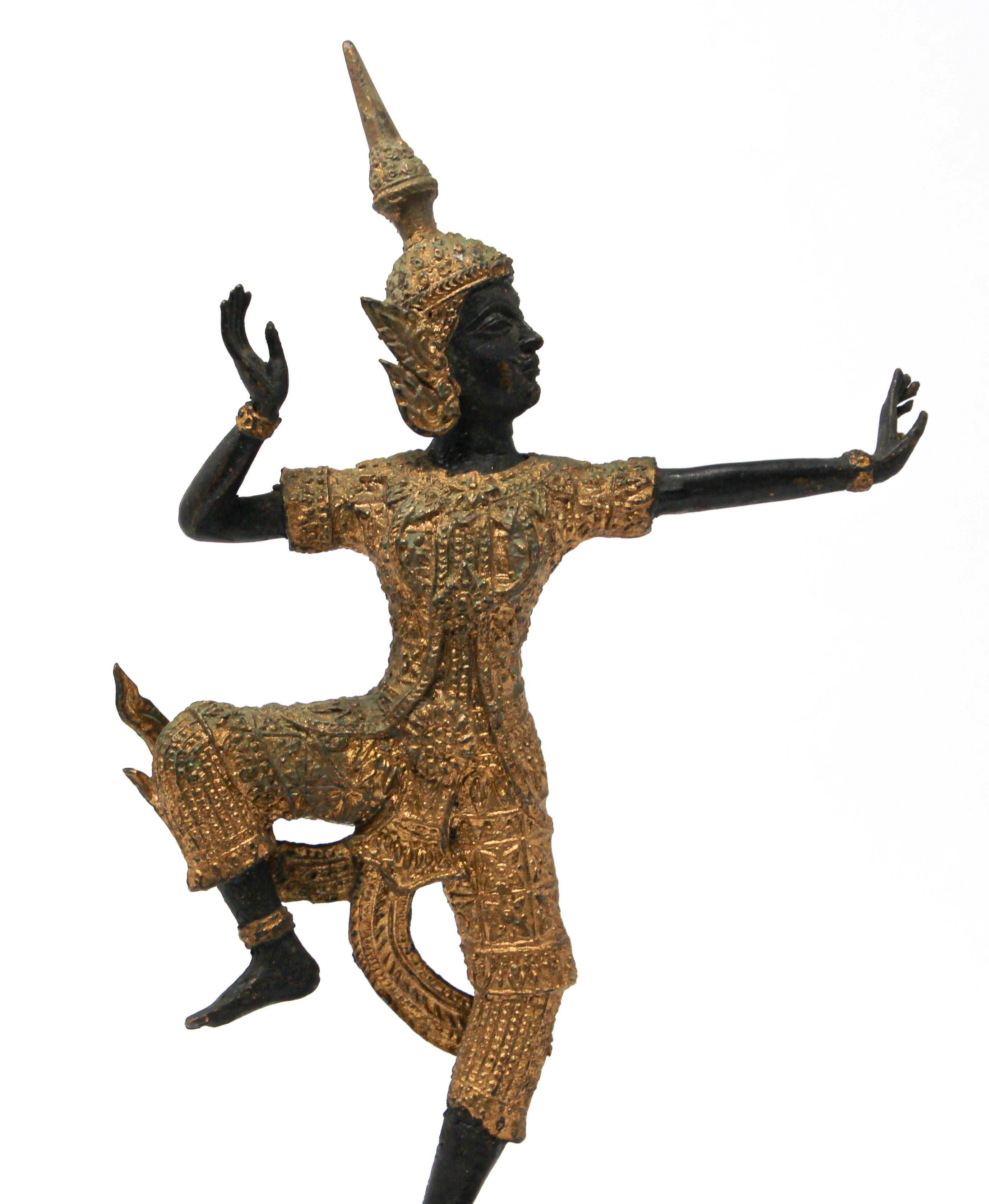 20th Century Vintage Gilt Bronze Thai Figurine of Prince Rama