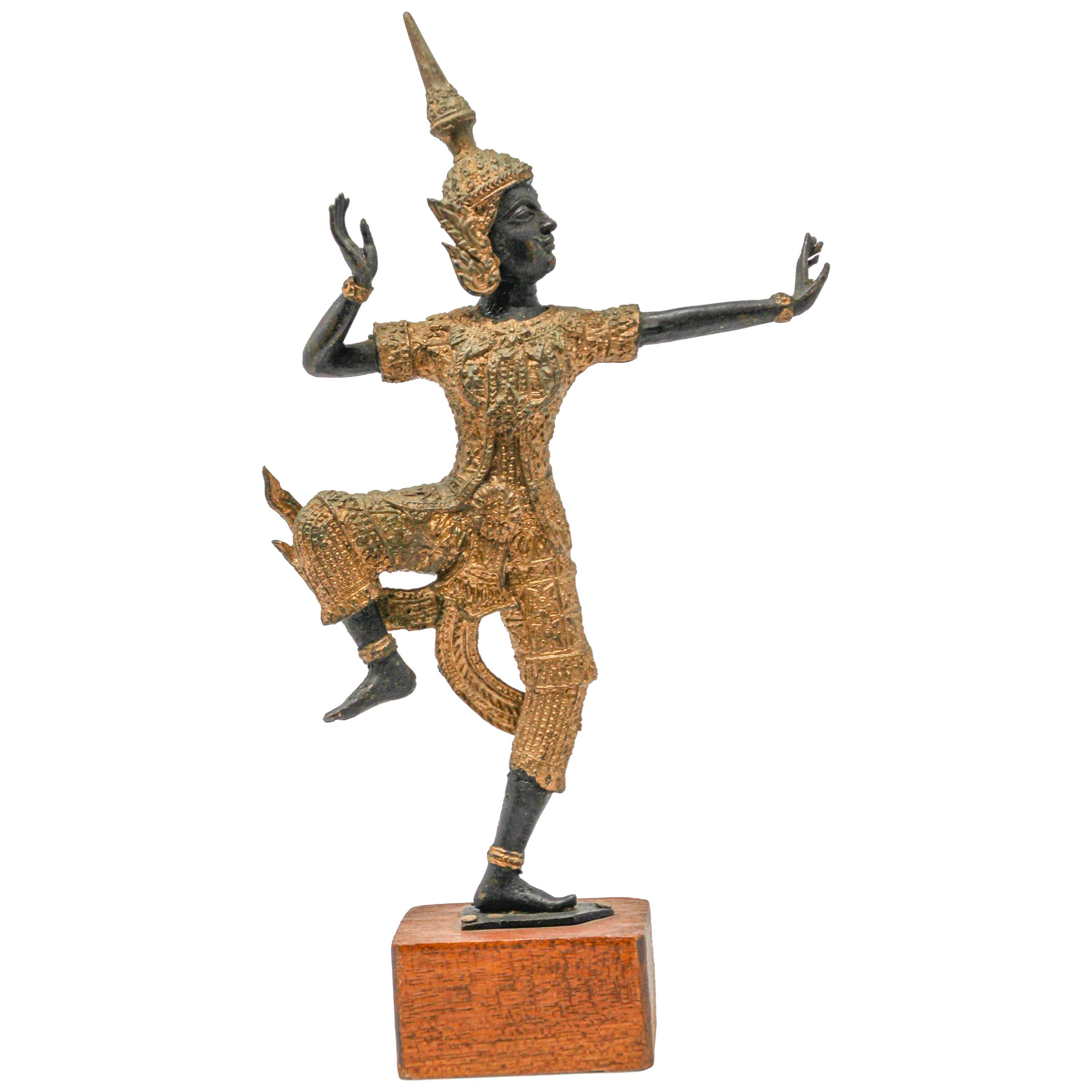 Vintage Gilt Bronze Thai Figurine of Prince Rama
