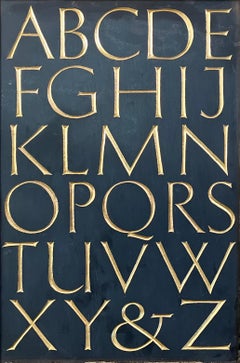 Vintage Gilt Carved Slate Alphabet
