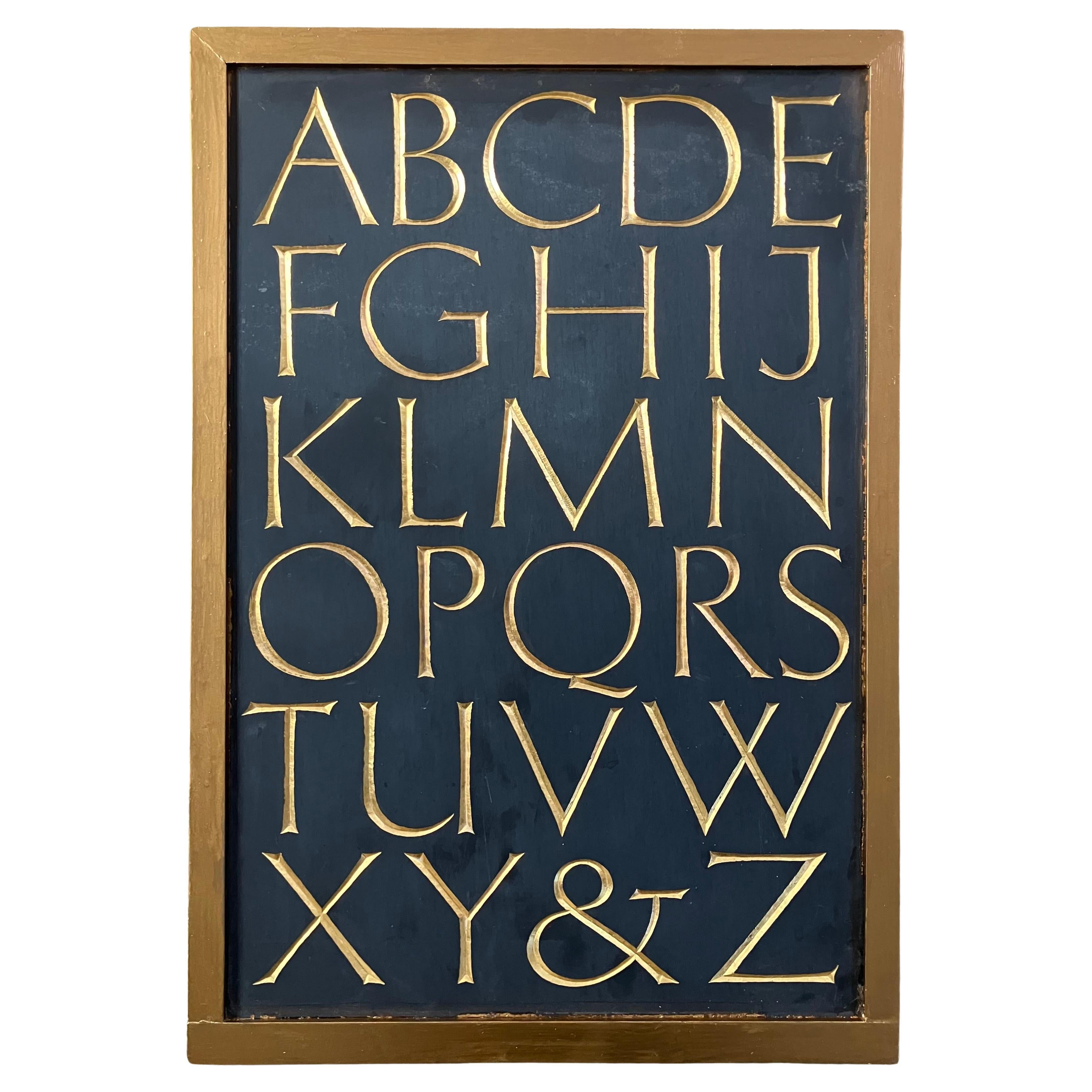 Vintage Gilt Carved Slate Alphabet