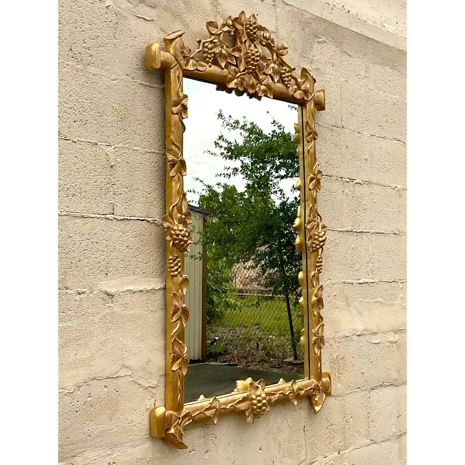 North American Vintage Gilt Carved Wood Mirror For Sale