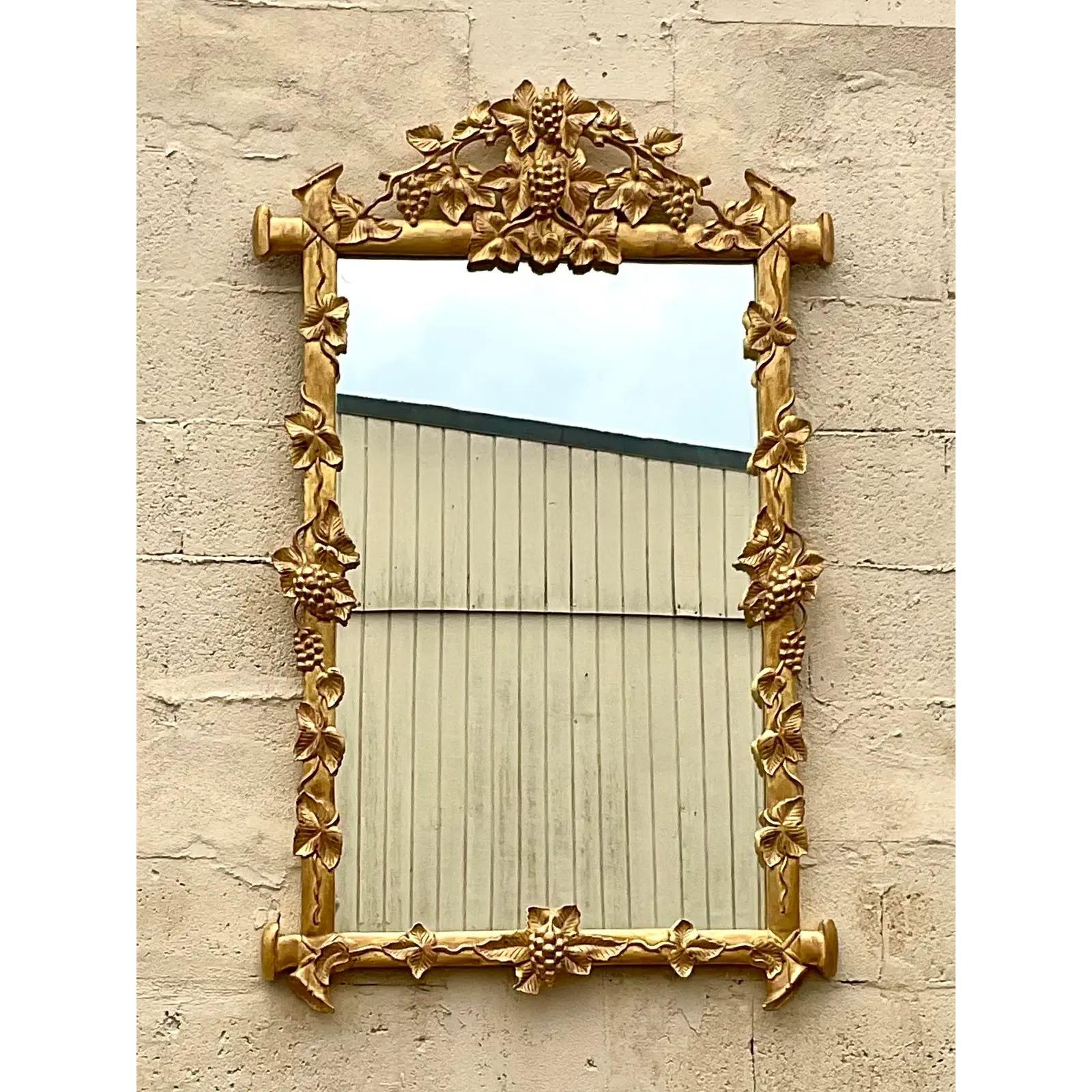 Vintage Gilt Carved Wood Mirror In Good Condition For Sale In west palm beach, FL