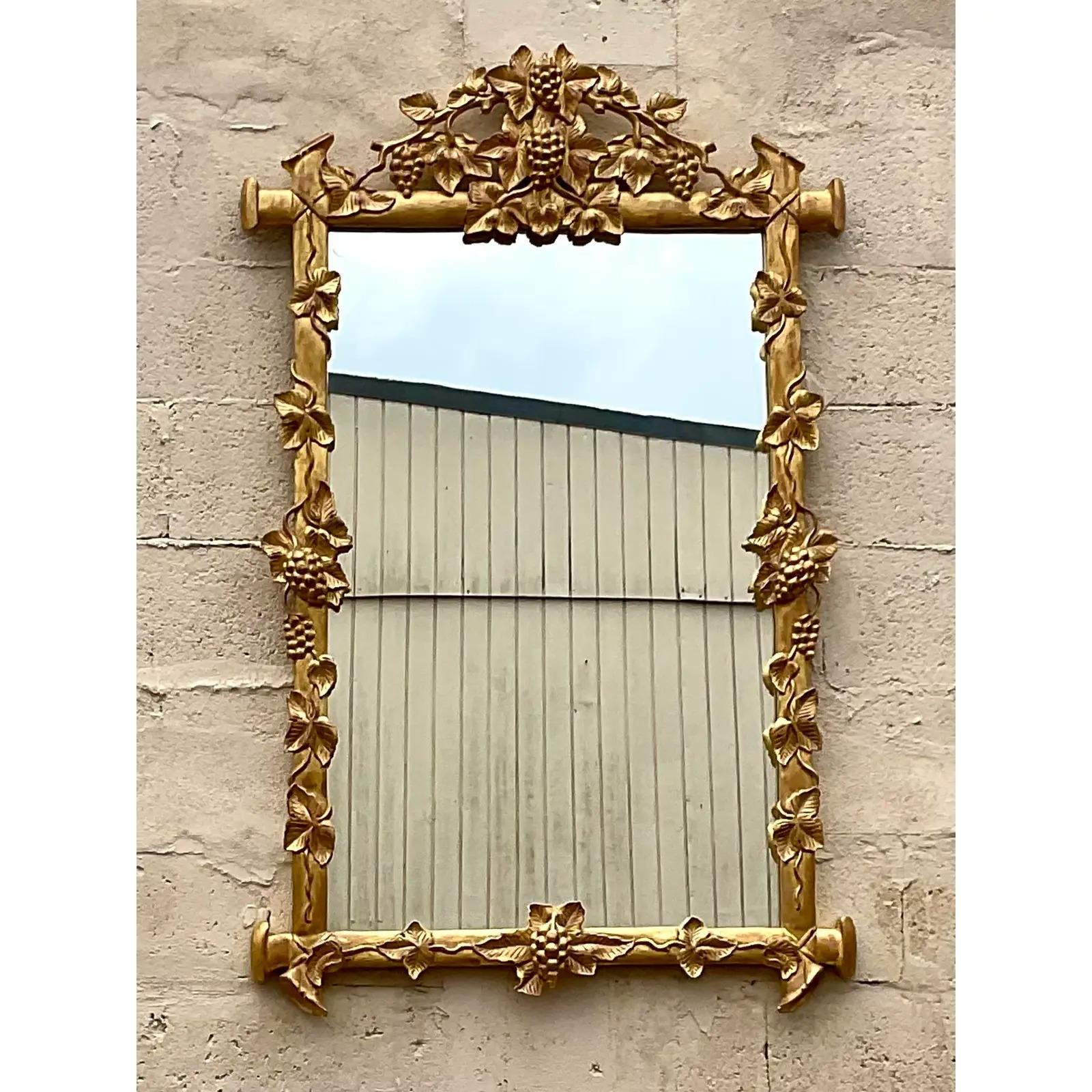 20th Century Vintage Gilt Carved Wood Mirror For Sale