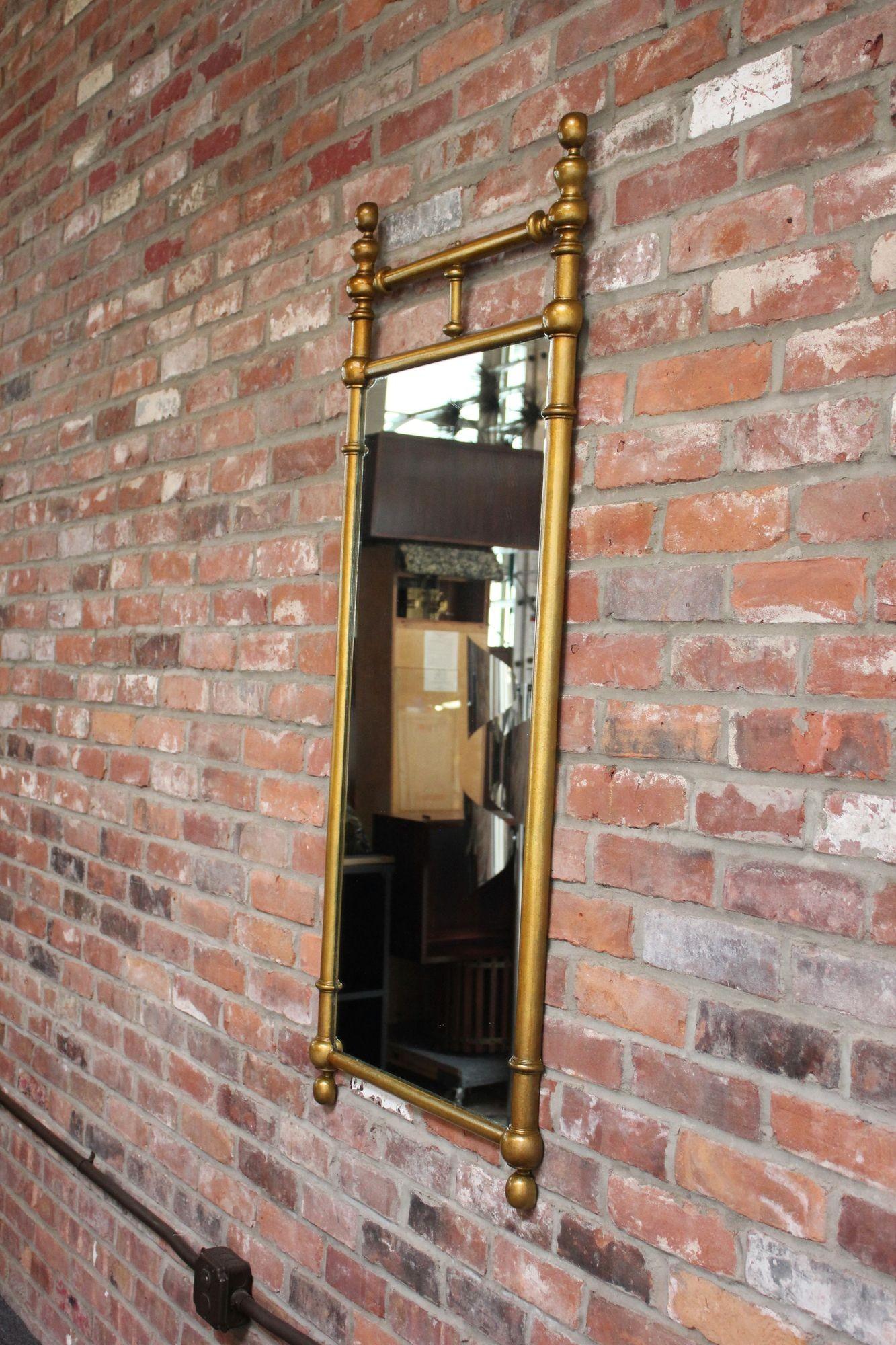 Hollywood Regency Vintage Gilt Cast Metal Wall Mirror For Sale