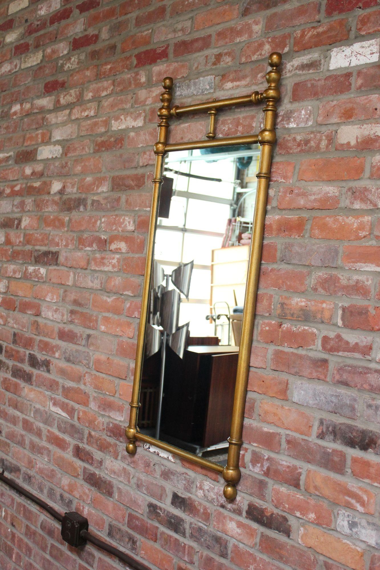 Vintage Gilt Cast Metal Wall Mirror For Sale 8