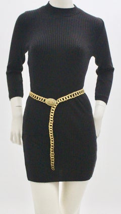 Vintage Gilt Chain Belt with a multicolored enamelled belt buckle 1960s