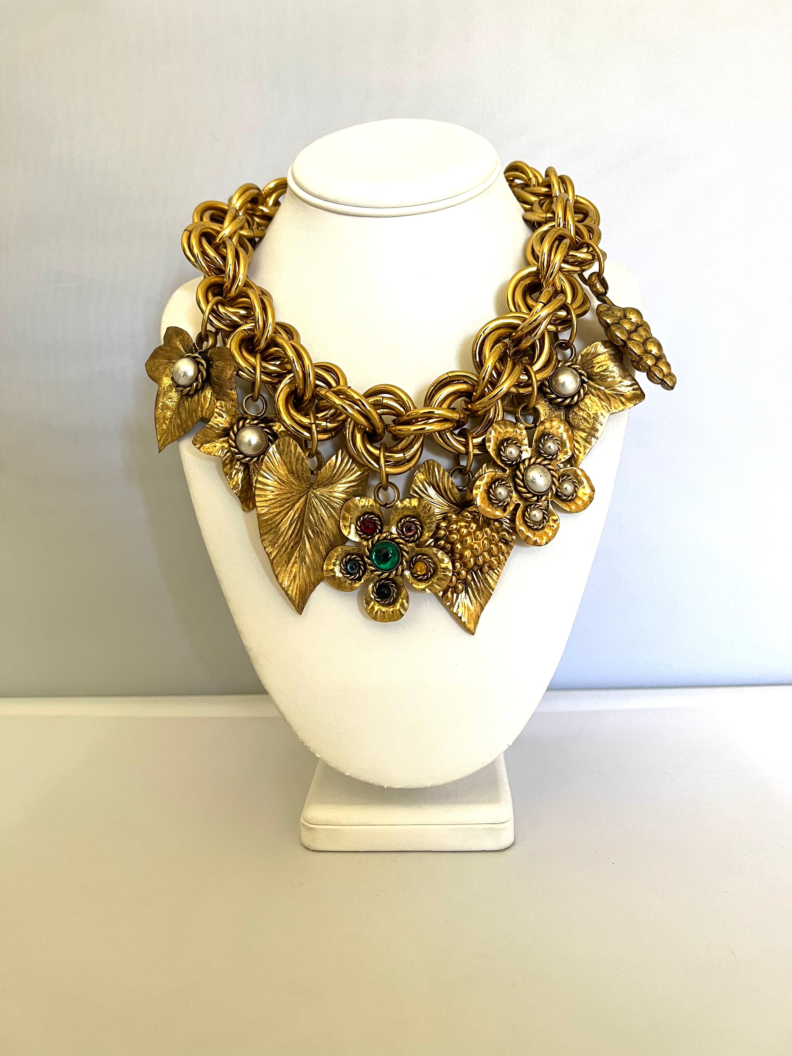 Artisan Vintage Gilt Charm Necklace by Isabel Canovas