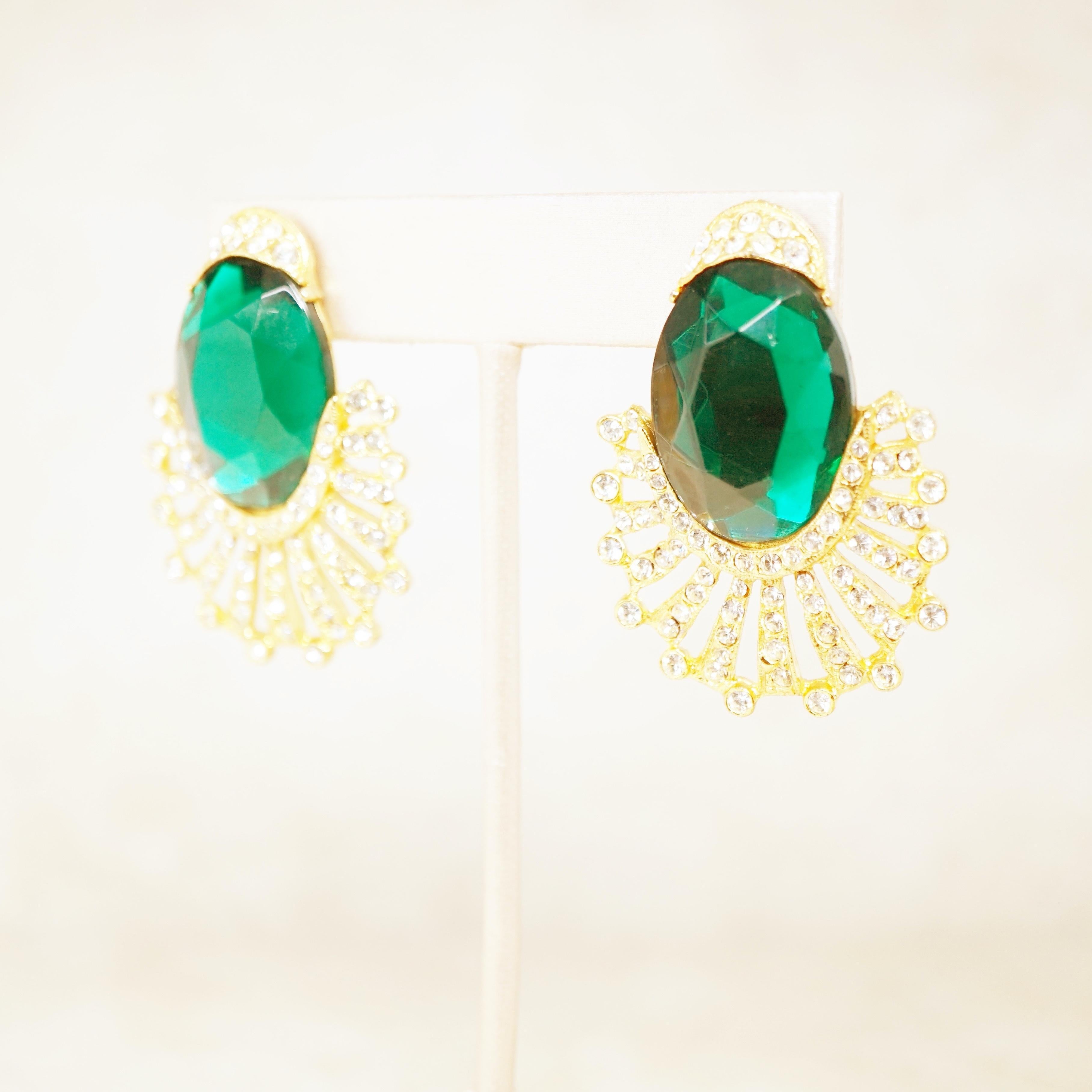 emerald rhinestone earrings